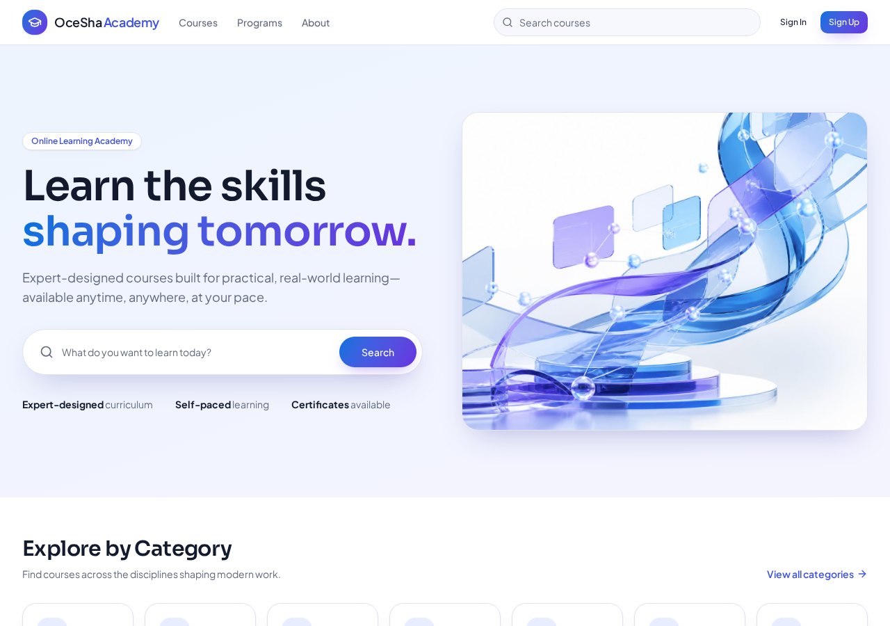 OceSha Academy homepage built by OceSha Ventures
