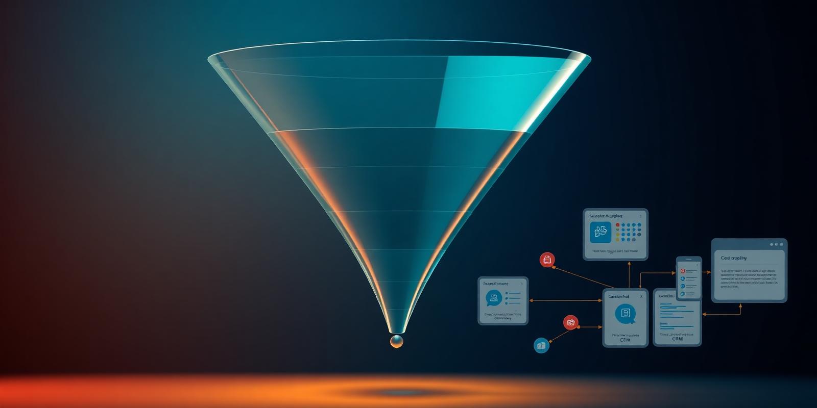 A customer acquisition funnel connected to scheduling, CRM, and follow-up workflow panels
