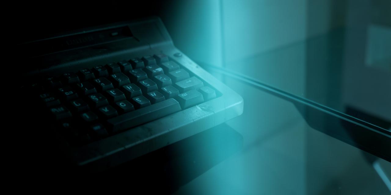 A timeline-like composition of old and new computer interfaces blending into one another